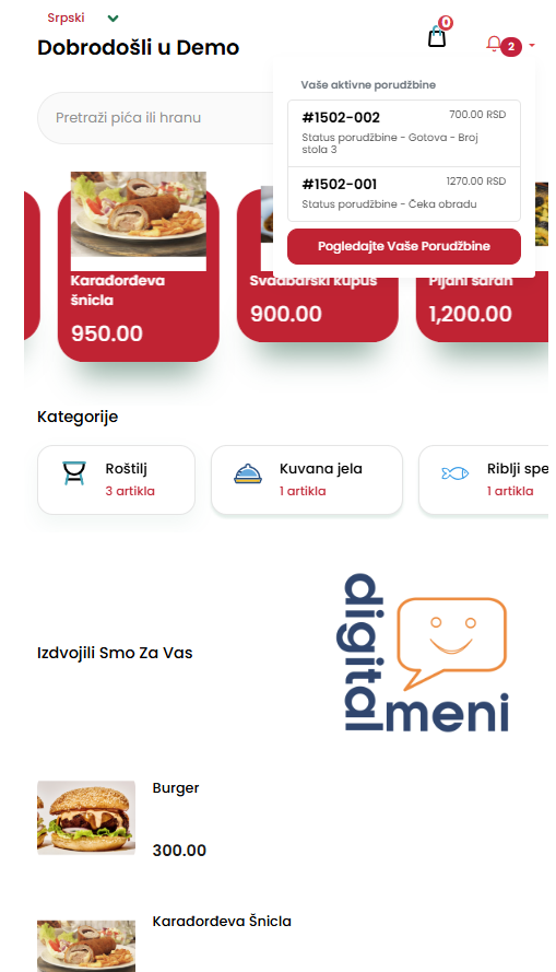 Demo QR meni